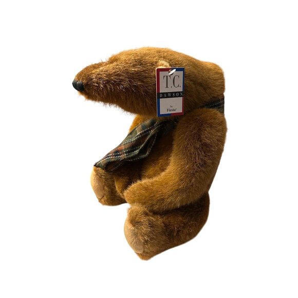 Samuel  humpback Teddy Bear with Plaid Scarf T.C. Dawson By Fiesta Plush  TAG - Picture 2 of 13